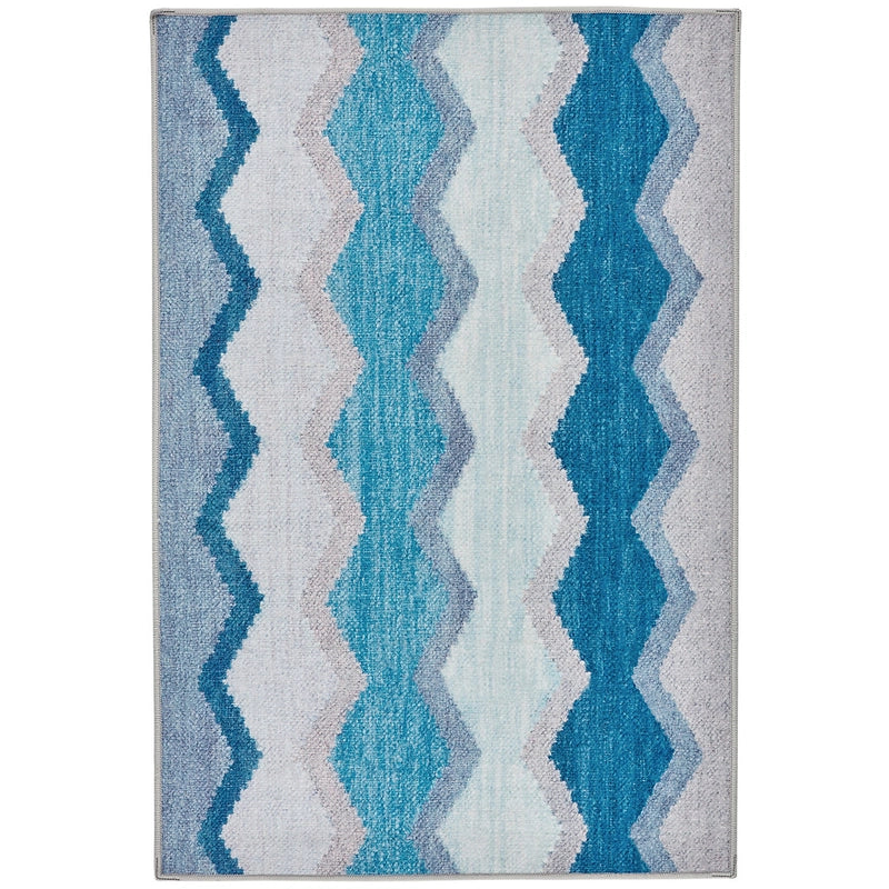 Safety Net Blue Machine Washable Rug