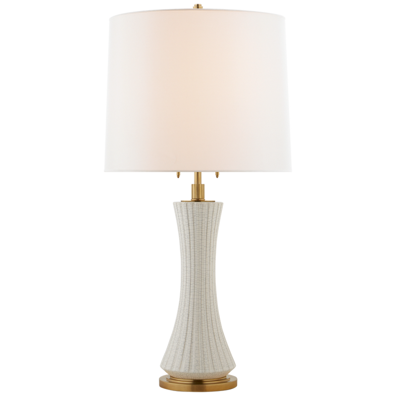 Elena Large Table Lamp - White Crackle