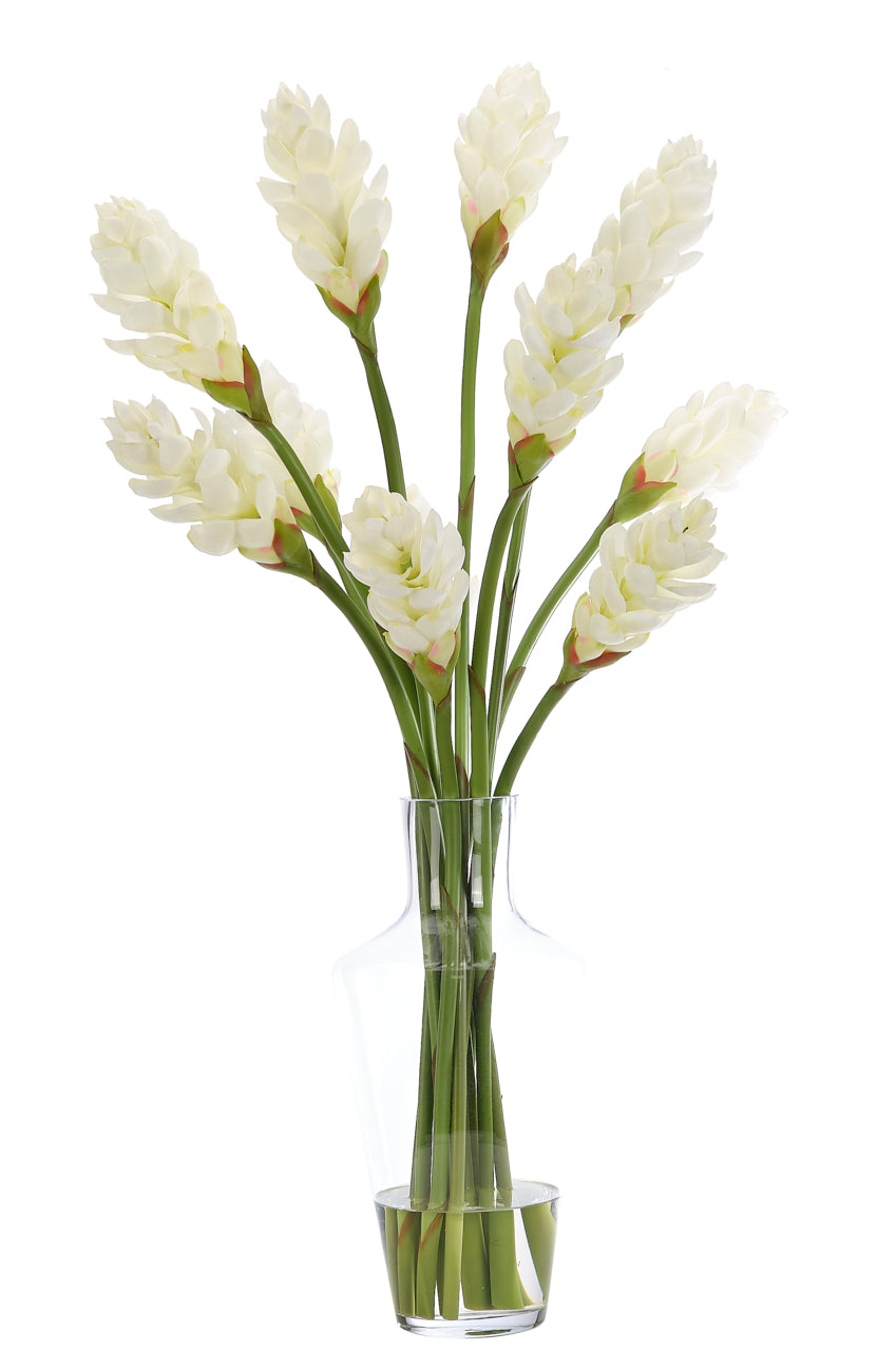 Ginger White Glass Vase