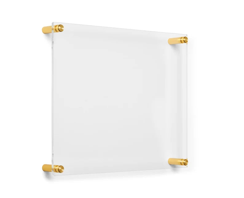 8x10" Photo Floating Acrylic Clear Picture Frame  / Frame Size 12x15" Gold