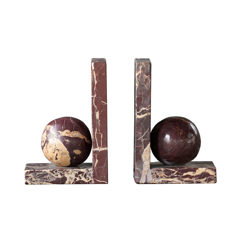 Rosso Levanto Sphere Bookend Pair