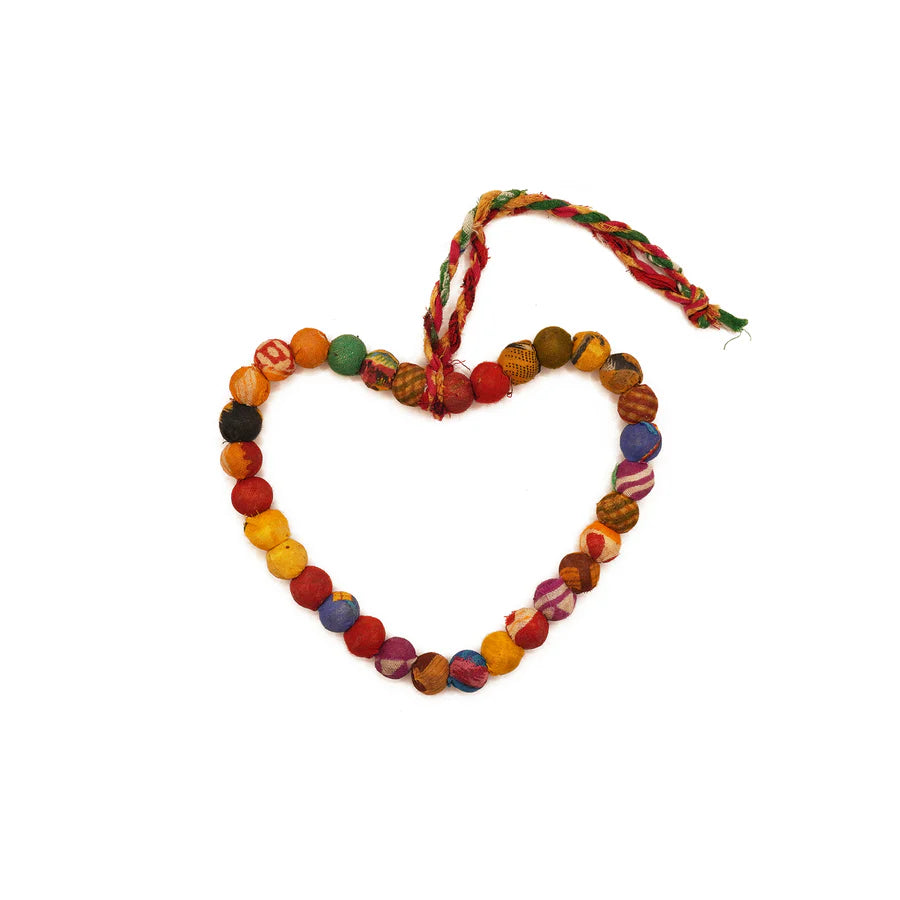 Kantha Ball Heart Ornament