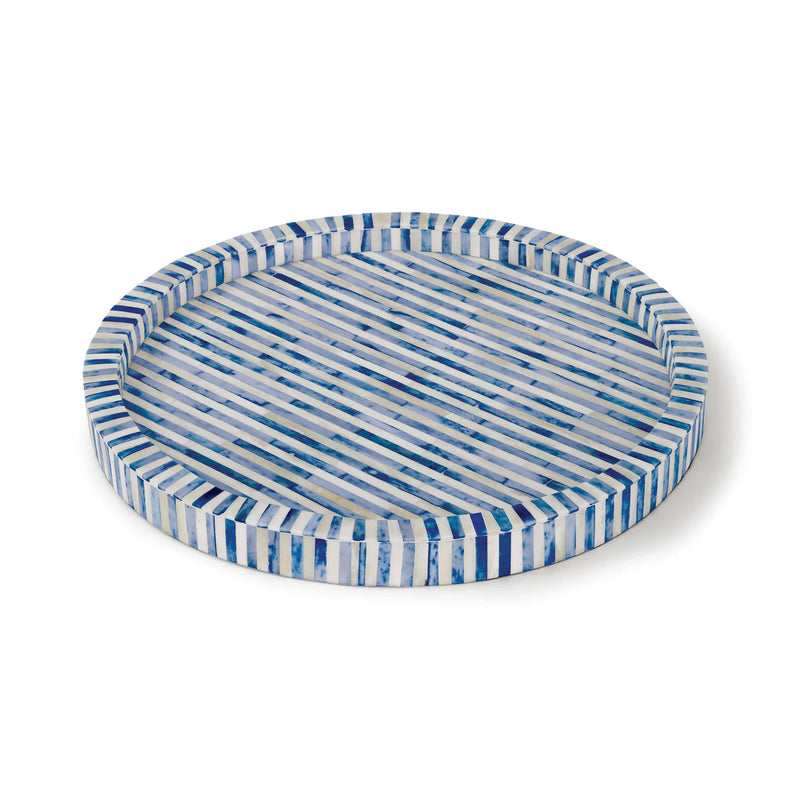 Bone and Indigo Round Tray