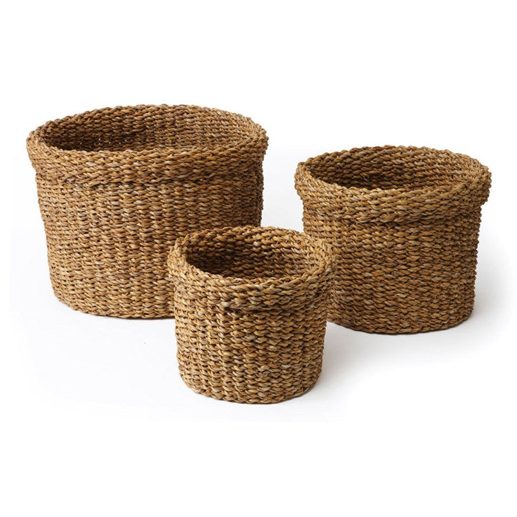 Seagrass Round Baskets with Cuff