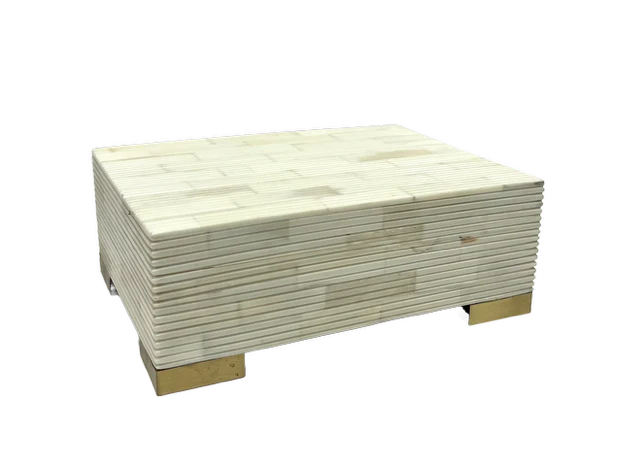 Small Bone Hand Carved Box with brass legs