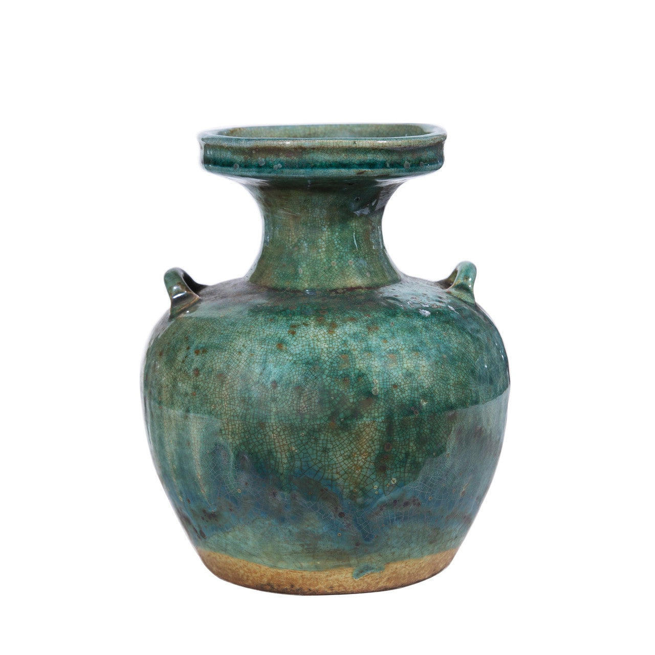 Speckled Green Double Ear Ritual Vase