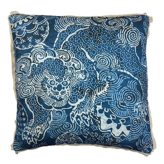 Temple Lion Indigo Pillow