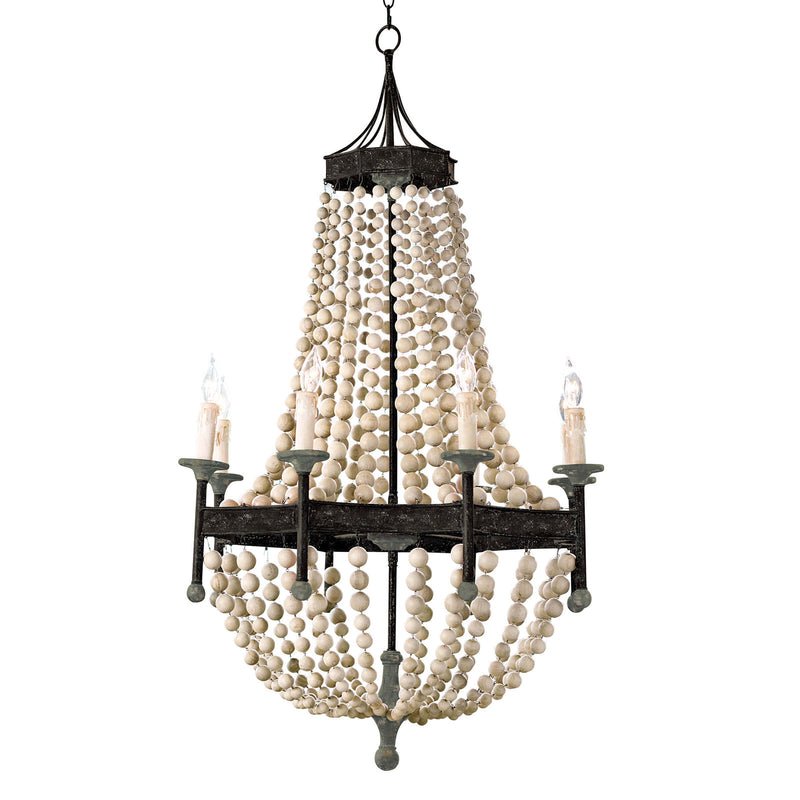 Wood Beaded Chandelier