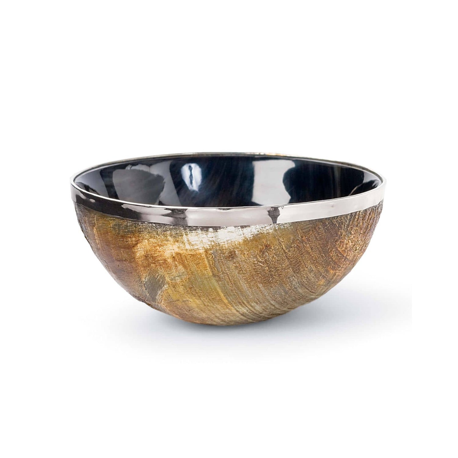 Polished Horn and Brass Bowl