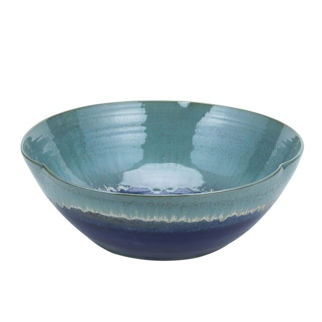 Swirl Bowl Blue Green Reaction Glazed