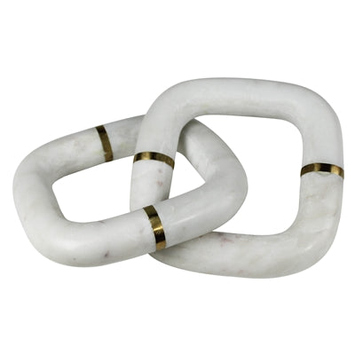 WHITE MARBLE CHAIN WITH BRASS (2 LINKS)