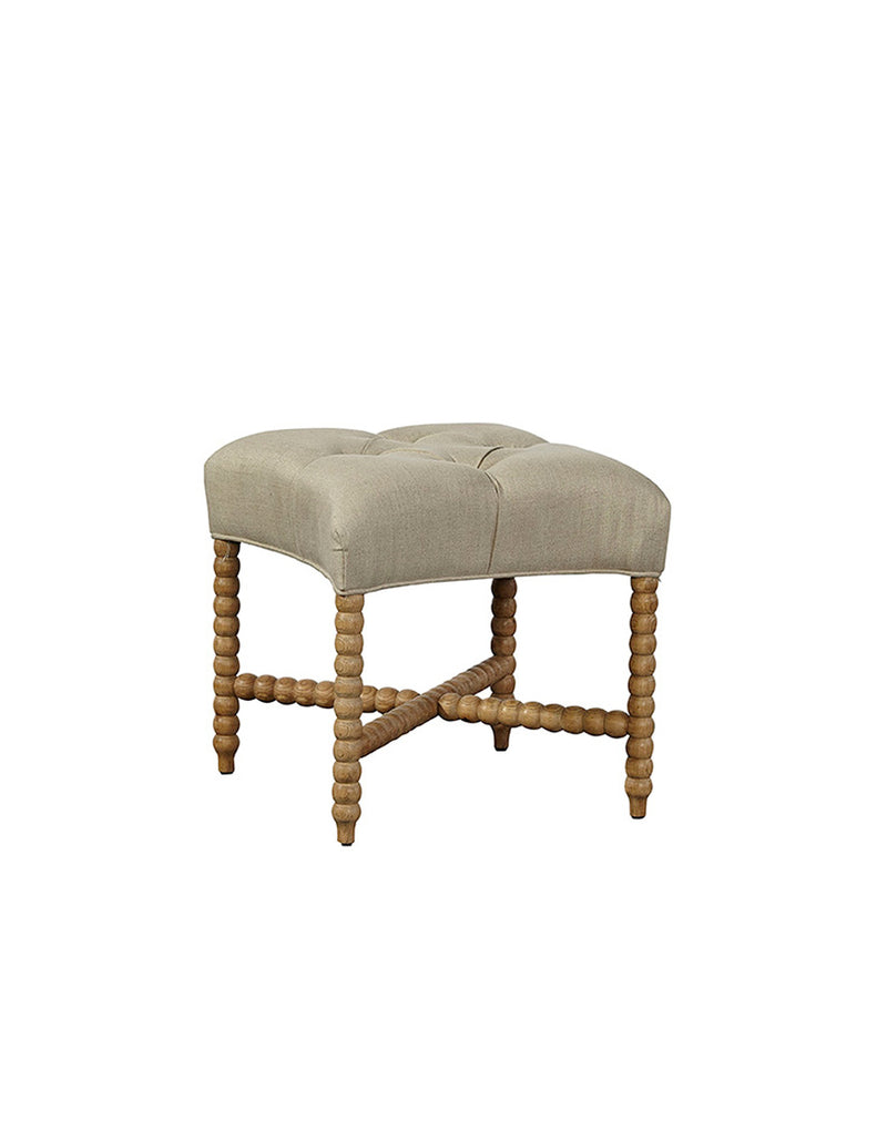 Tufted Linen Stool