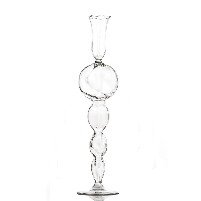 Clear Glass Candlestick  with Round Ball