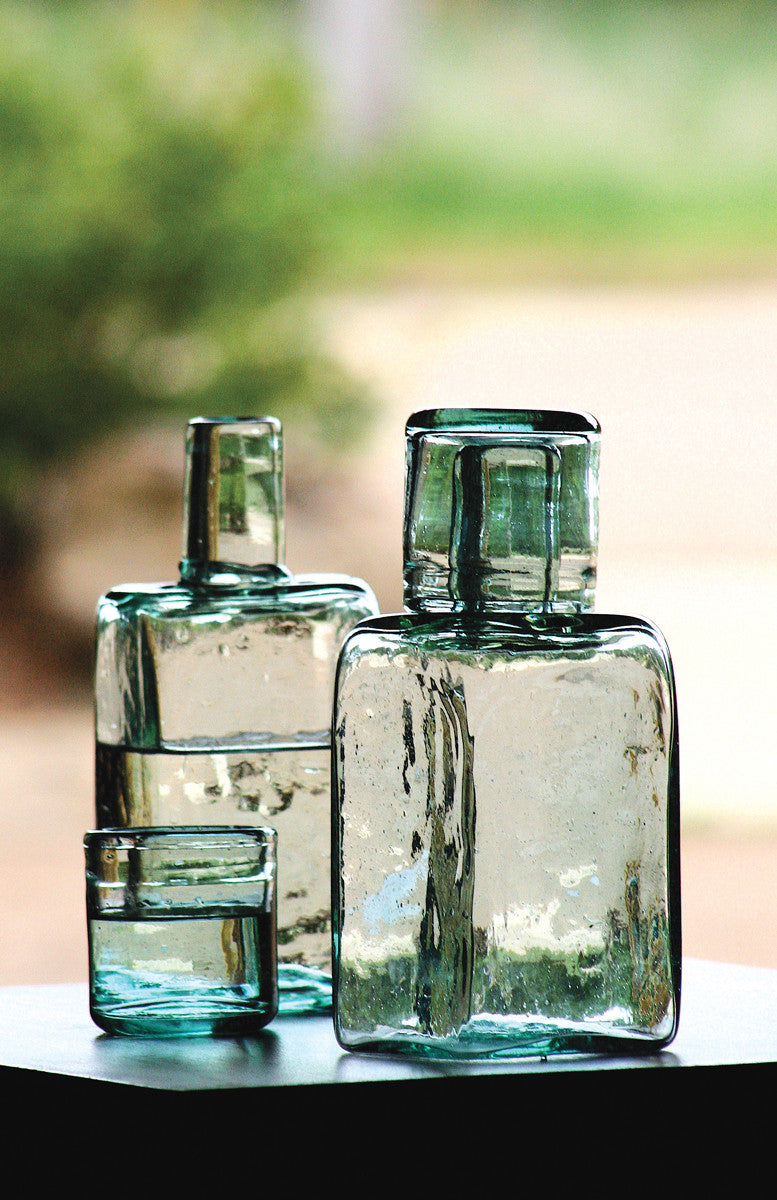 Bedside water carafe and drinking glass