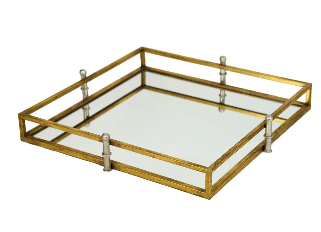 Square Gold & Silver Mirrored Tray