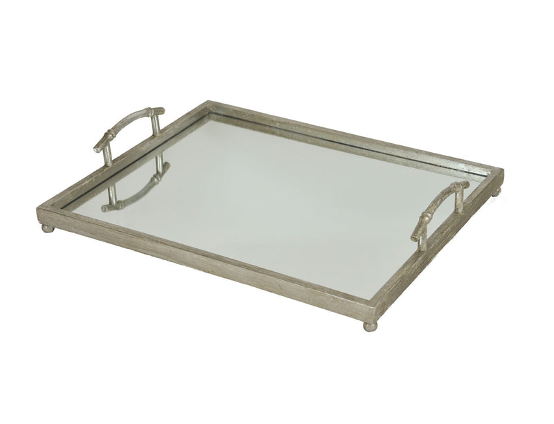 Silver Rectangular Mirrored Tray