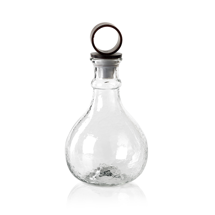 Artisan Glass Decanter with Wrought Iron Stopper