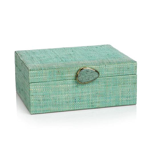 Raffia Palm Box with Stone Accent