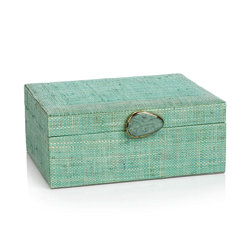 Raffia Palm Box with Stone Accent