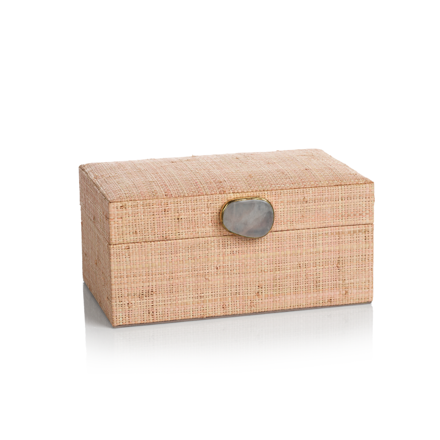 Raffia Palm Box with Stone Accent