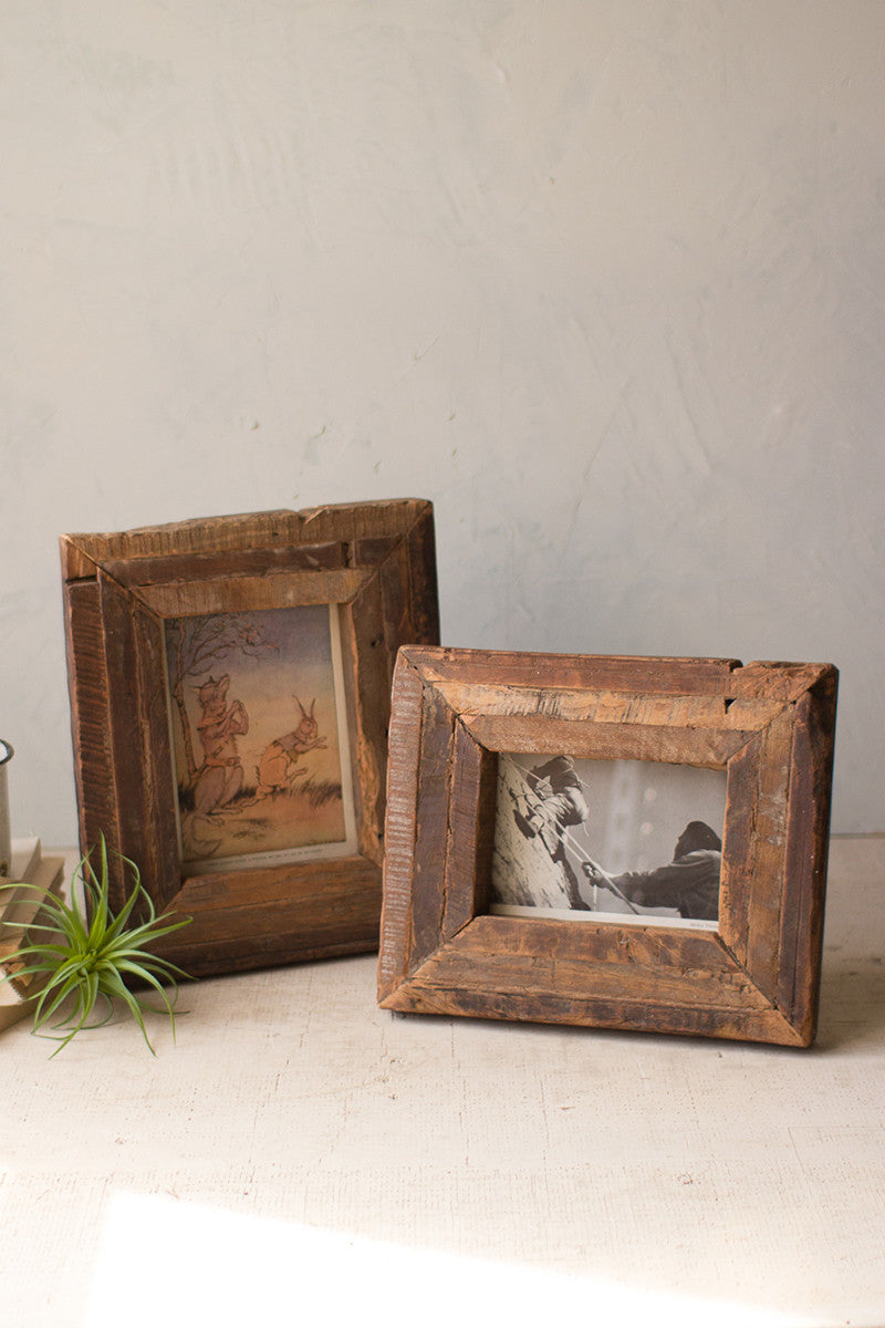 Recycled wooden photo frames