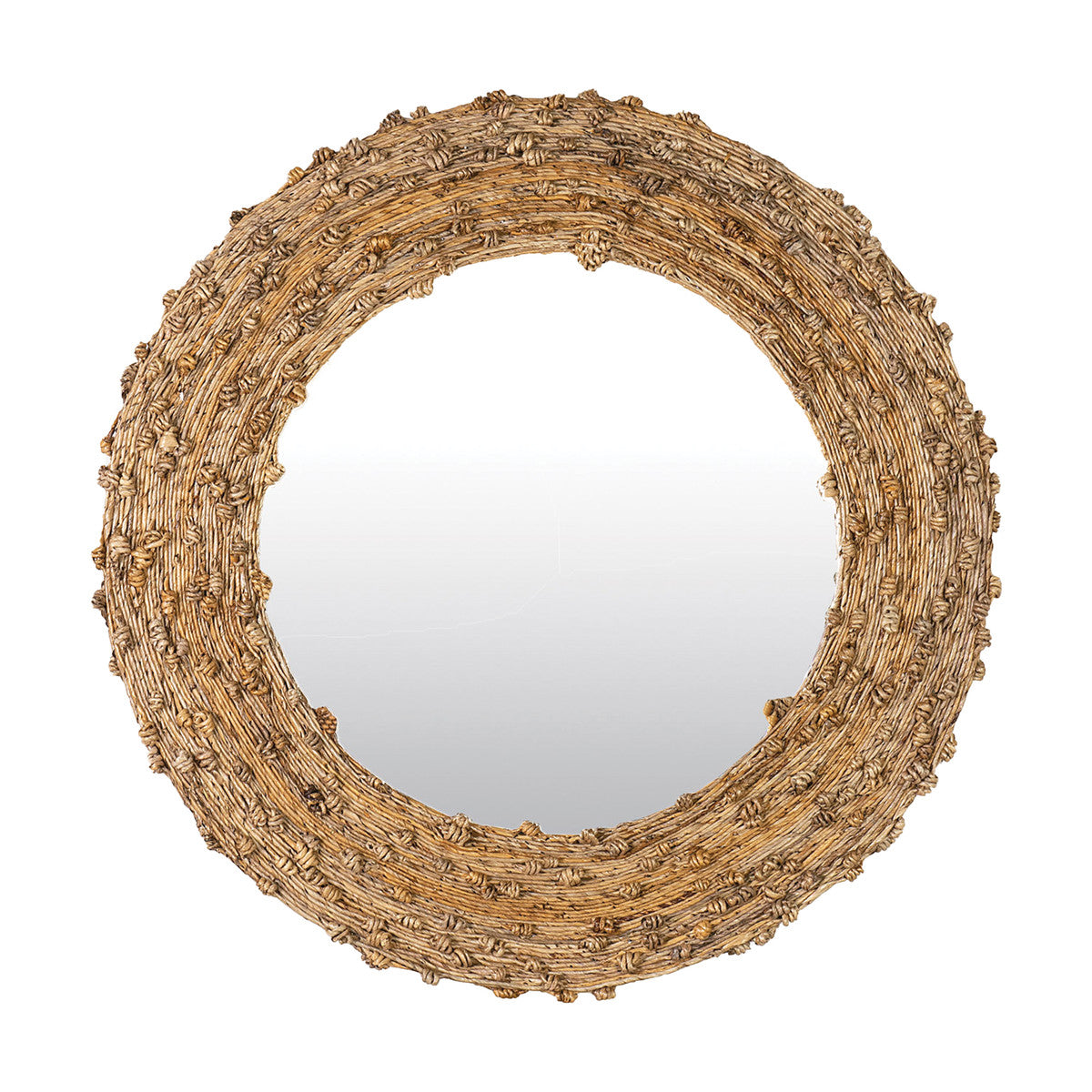 35" Knotted Natural Fiber Round Mirror