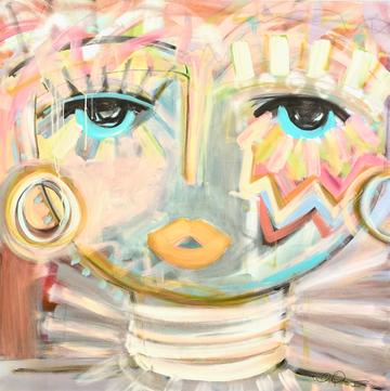 Pretty In Pink Chica Mini Grasscloth Print w/ tabletop frame