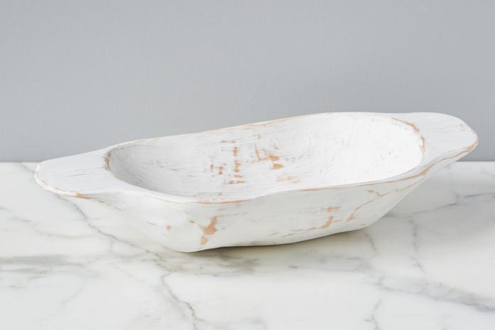 Distressed White Dough Bowl