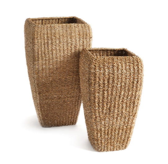 SEAGRASS TALL SQUARE PLANTERS