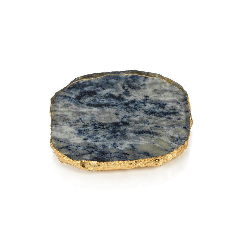 Agate Marble Glass Coaster with Gold Rim