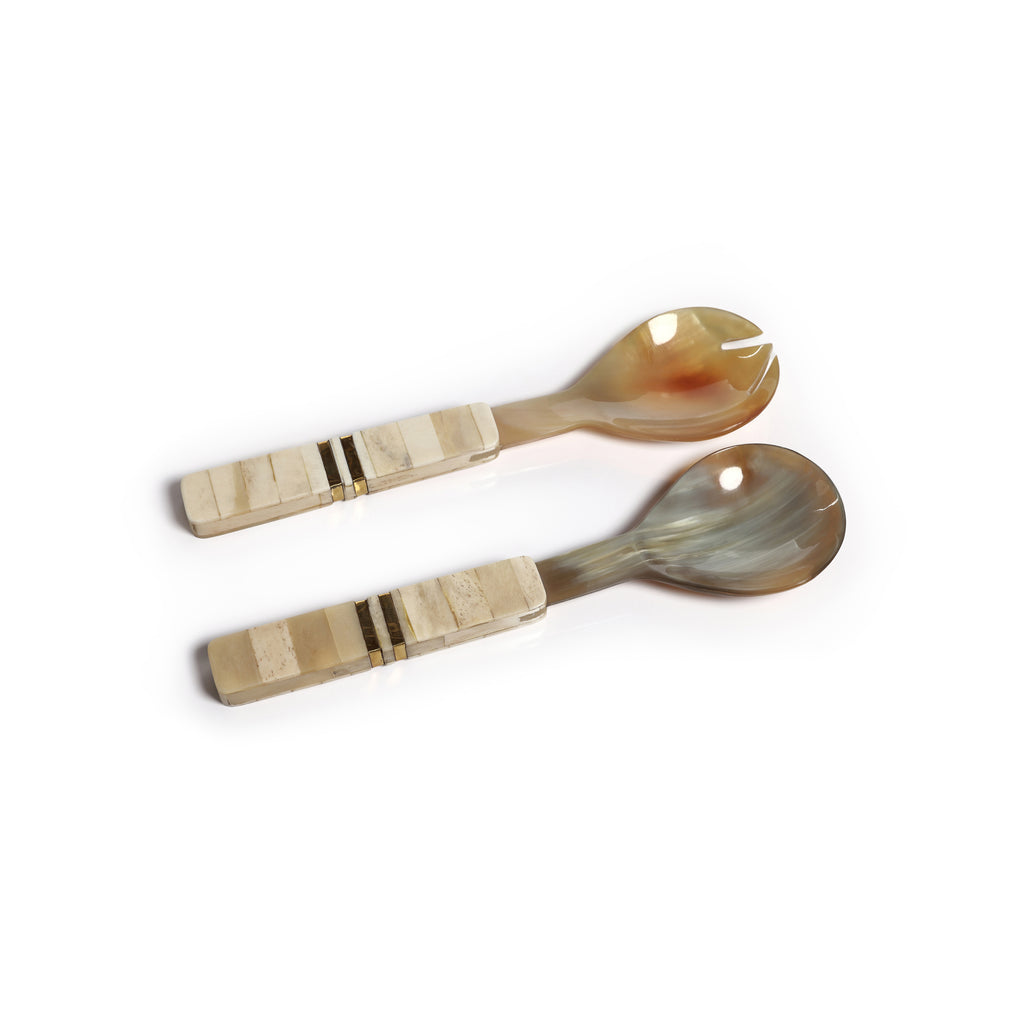 Variegated Horn Salad Server Set
