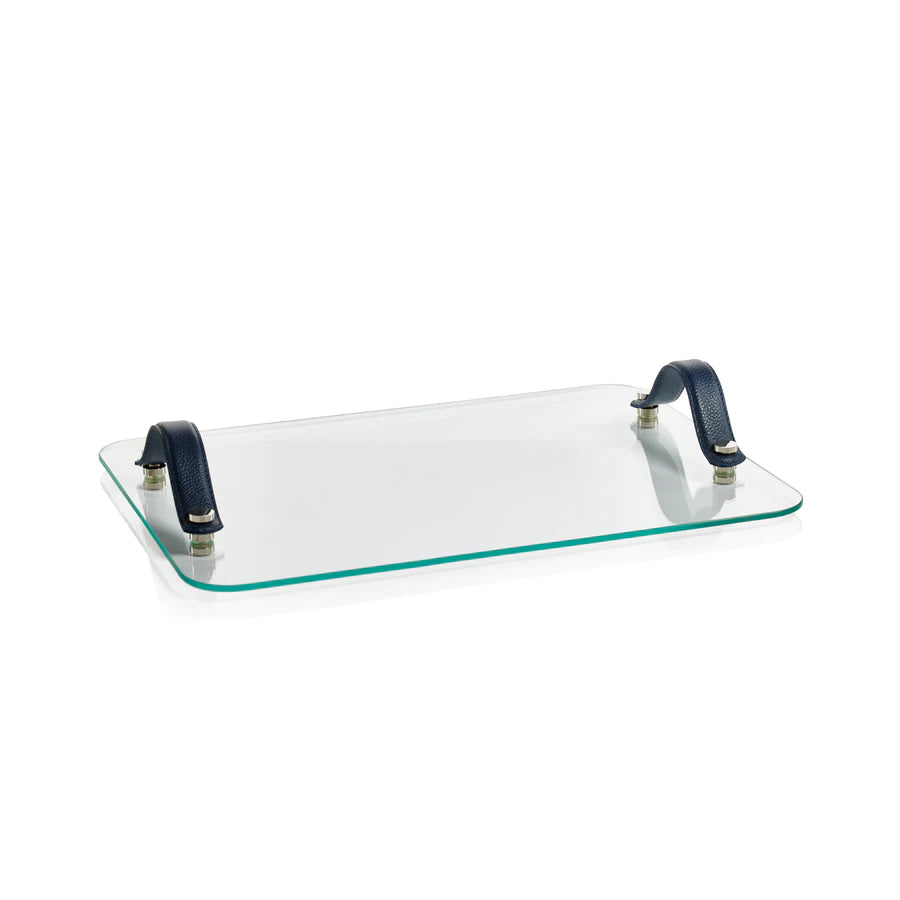 Laguna Glass, Nickel & Leather Bar / Cheese Tray