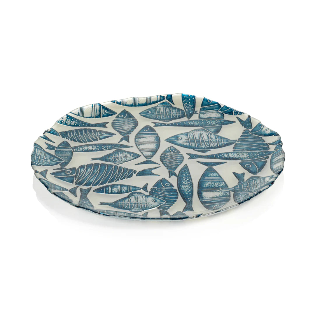 Kauai Blue and Silver Pearl Fish Platter
