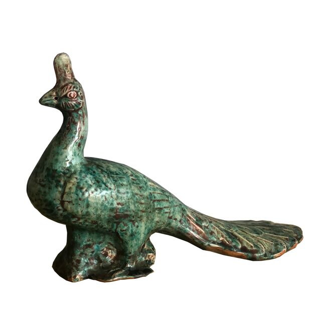 Speckled Green Porcelain Peacock