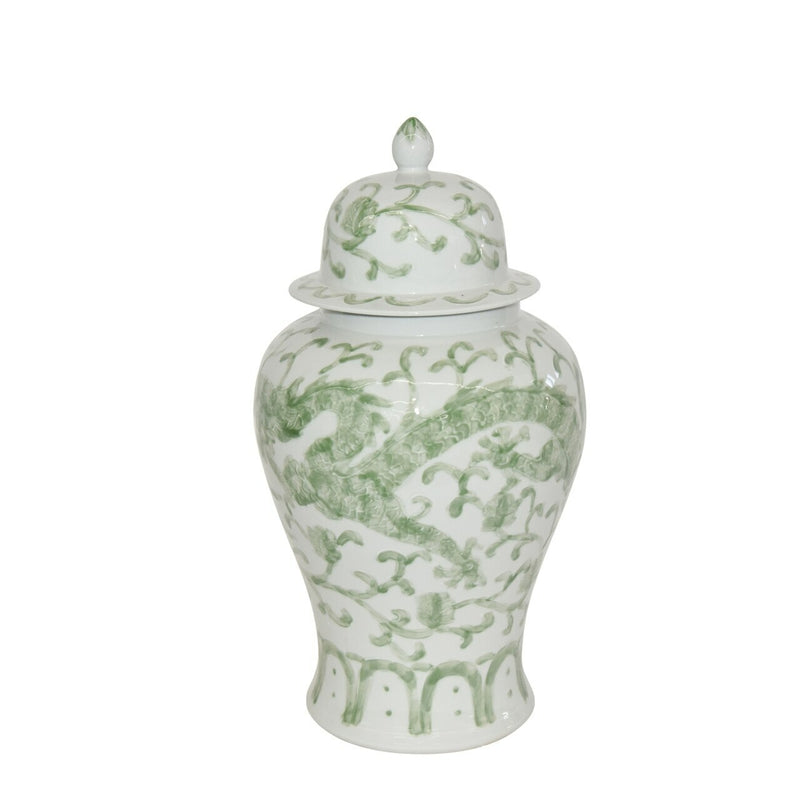 Celadon Dragon Lotus Temple Jar