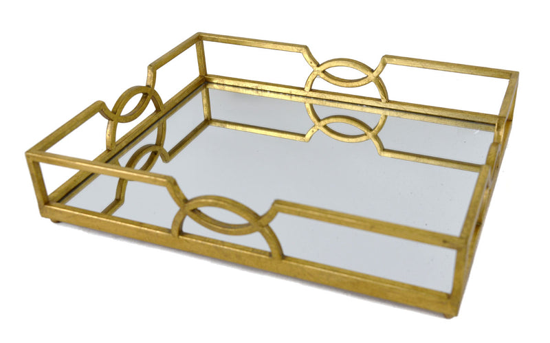 RECTANGULAR TRAY- GOLD