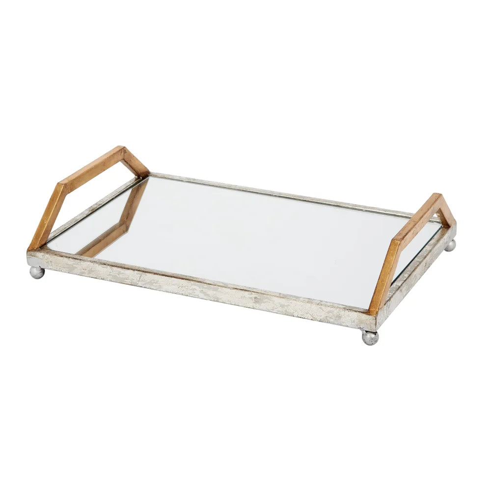 ST. CHARLES GOLD LEAF & SILVER LEAF MIRRORED TRAY